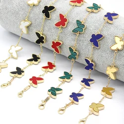 Hot selling item five butterfly bracelet for women fashion two sided Imitation fritillaria link bracelet jewelry