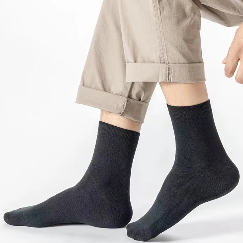 Calcetines clásicos de moda para hombre, calcetín suave y transpirable de tubo medio, informal, cómodo, de negocios, alta calidad, 5 pares