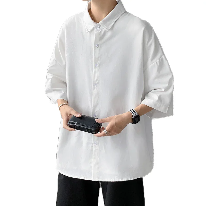 Men\'s Oversized Shirts White Mens Fashion Blouse 5xl Oversize Half Sleeves Dress Shirt for Men New Clothing Casual