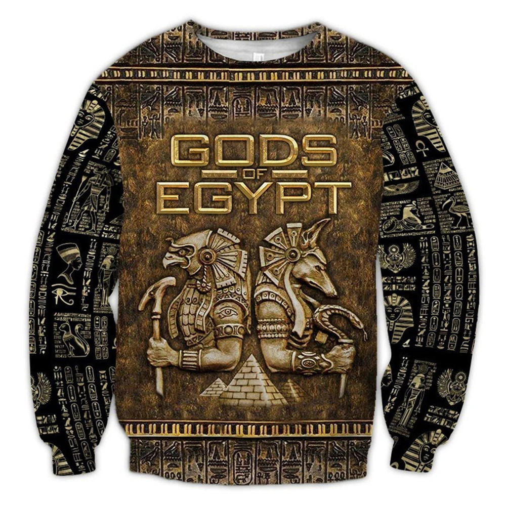 Men Hoodie 3D Graphics Gods of Ancient Egypt  Printed Long Sleeves Pullover Sweatshirt Streetwear Zipper Hooded Coat