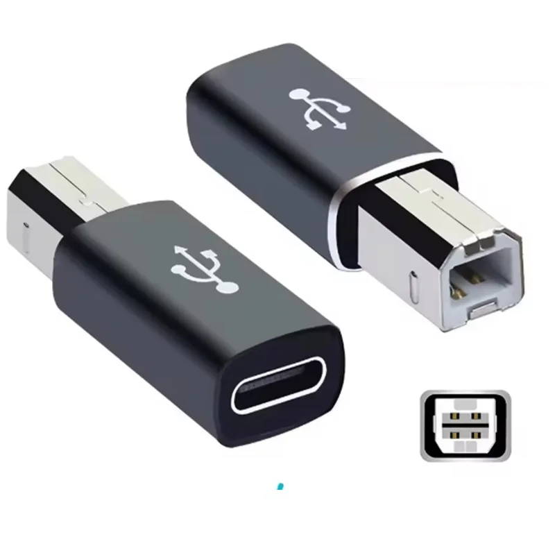 Tipo-c fêmea para USB-B macho adaptador quadrado usb 2.0 adaptador de impressora para impressora teclado de piano máquina de fax scanner interface midi