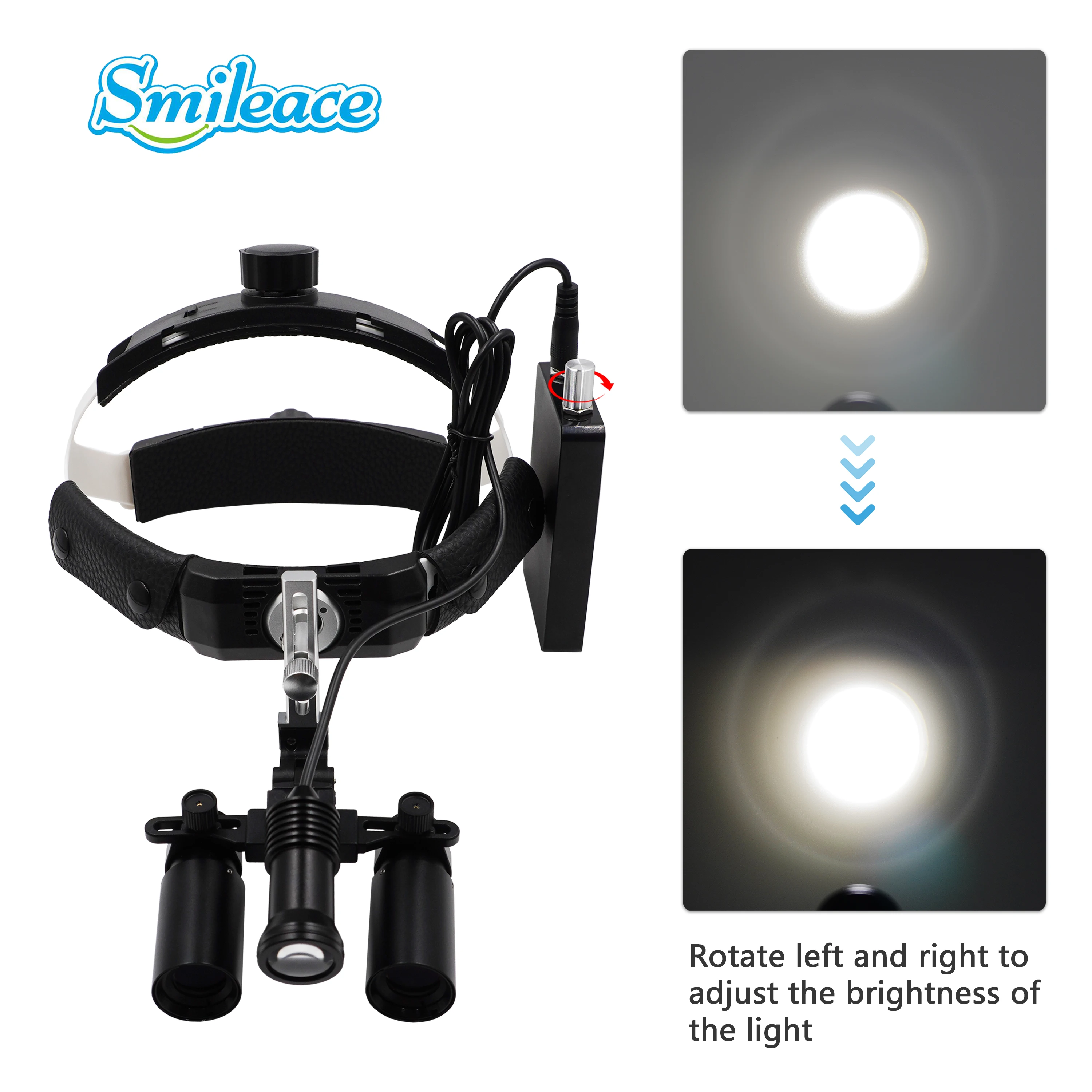 5X/6X Dental Surgical LED Headlight Headband Binocular Loupes Brightness Spot Ajustable Headlamp for ENT Dentist Lab Instrument