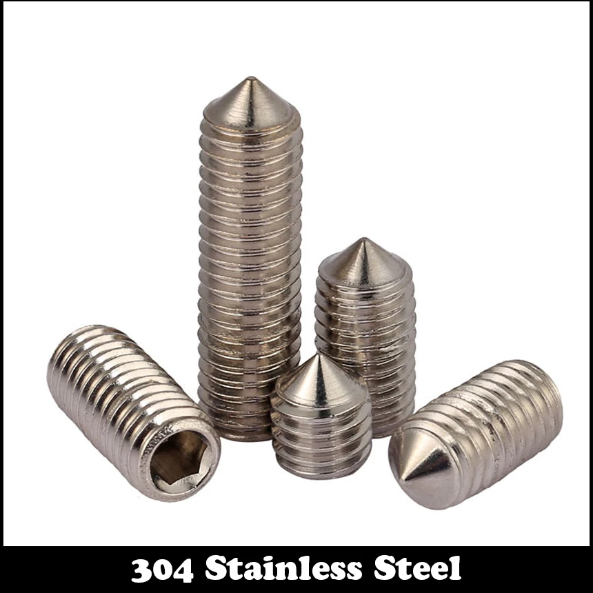 M10 M10*10/12/16/20 M10x10/12/16/20 304 Stainless Steel ss DIN914 Inner Hex Hexagon Socket Allen Head Grub Cone Point Set Screw