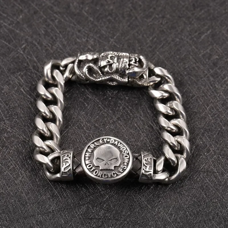 Engine Skull Eagle Bracelet Personality Vintage Skull Mens Boys Bracelet For Harley Davidson Electra Glide Ultra 1250 Accessory