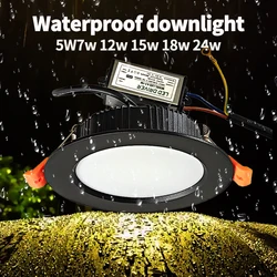 220V IP65 typu downlight wodoodporna lampa sufitowa LED DC12V reflektory zewnętrzne do wbudowania 3W 5W 12W oświetlenie o wysokiej jasności