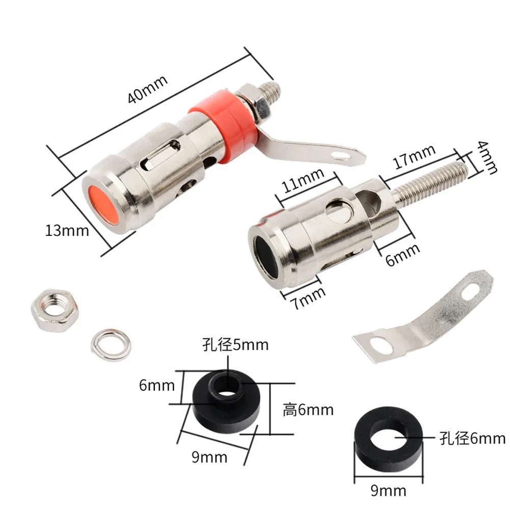 2PCS Binding Post Connector Self-locking Terminal Block for Audio Video Speaker Amplifier Subwoofer Push Style Free-Soldering