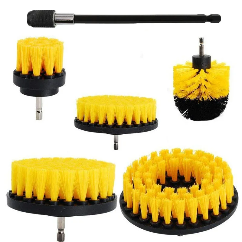 2/3.5/4/5'' Brush Attachment Power Scrubber Drill Brush Nylon Stain Polisher Bathroom Kit with Extender Universal Cleaning Tools