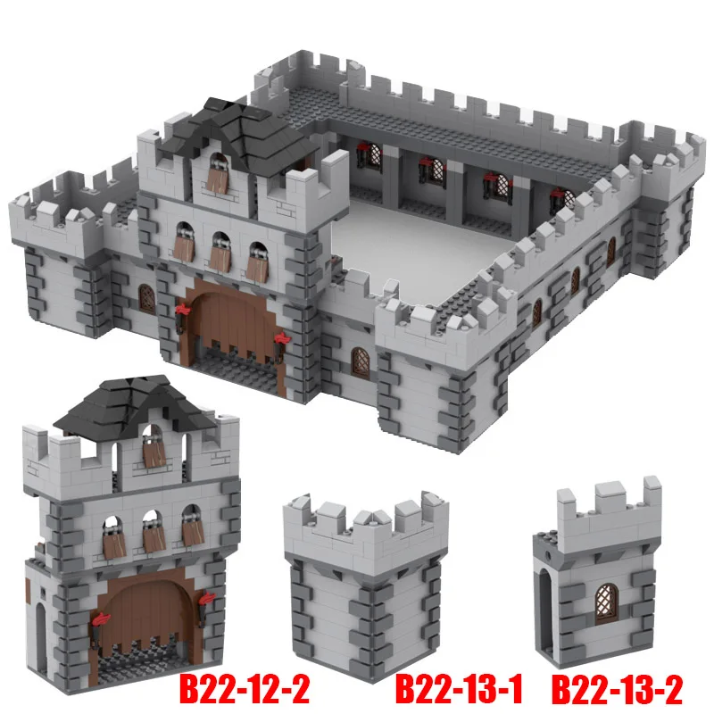 MOC Medieval Castle Burg Building Blocks Set Prison Van Bonfire Ancient Wall Bread Oven Stable Church DIY Bricks Toys Boys Gift