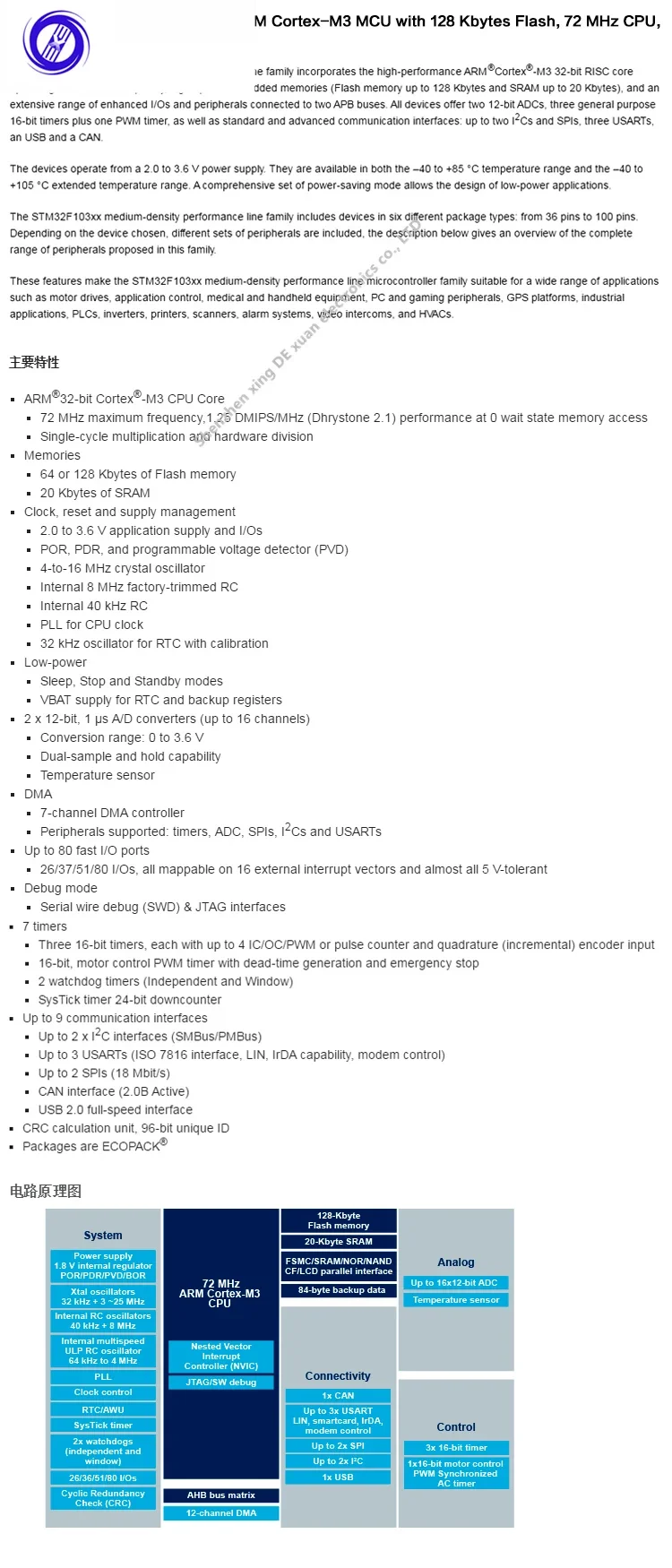 Original genuíno STM32F103RBT6 LQFP-64 ARM Cortex-M3 microcontrolador de 32 bits MCU