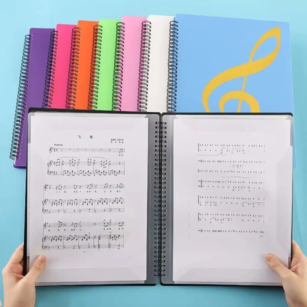 Music Storage 40 Pages Music Binder Waterproof Spiral-Bound Sheet Music Folder Writable Detachable Spiral-Bound Folder Women Men