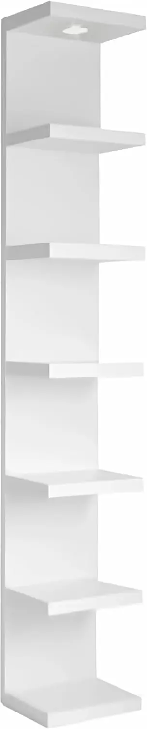 

7 Tier Wall Shelf Unit,White Lack Wall Shelf,Display Floating Shelf with LED Remote Control Light