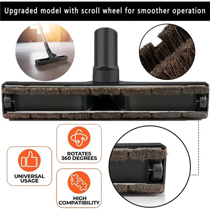 B98A Universal Vacuum Floor Brush 1 1/4 Inch Horse Hair Soft Bristle Hardwood Attachment for Shop Vac