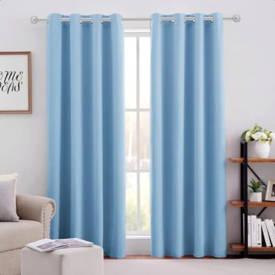 Bebê azul cortinas blackout 52x84 Polegada cortinas do quarto 2 painéis escurecimento do quarto cortinas à prova de som térmico grommet wi