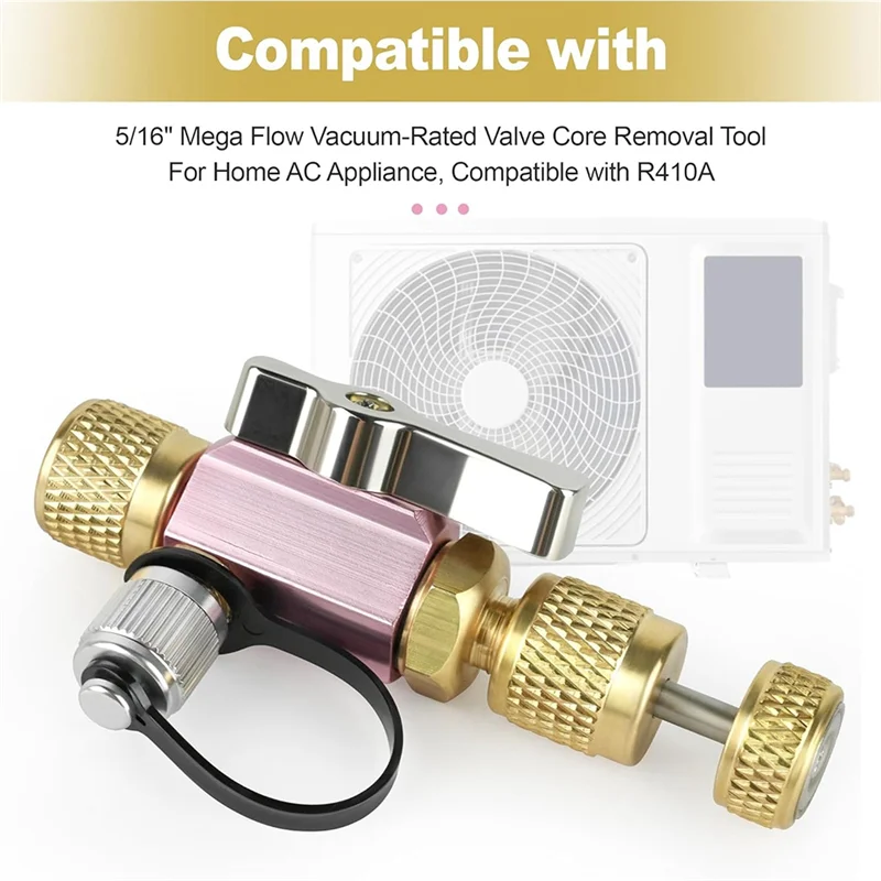 Herramienta de extracción de núcleo de válvula para HVAC 5/16" hembra Flare X 1/4" macho Flare Compatible con R410A