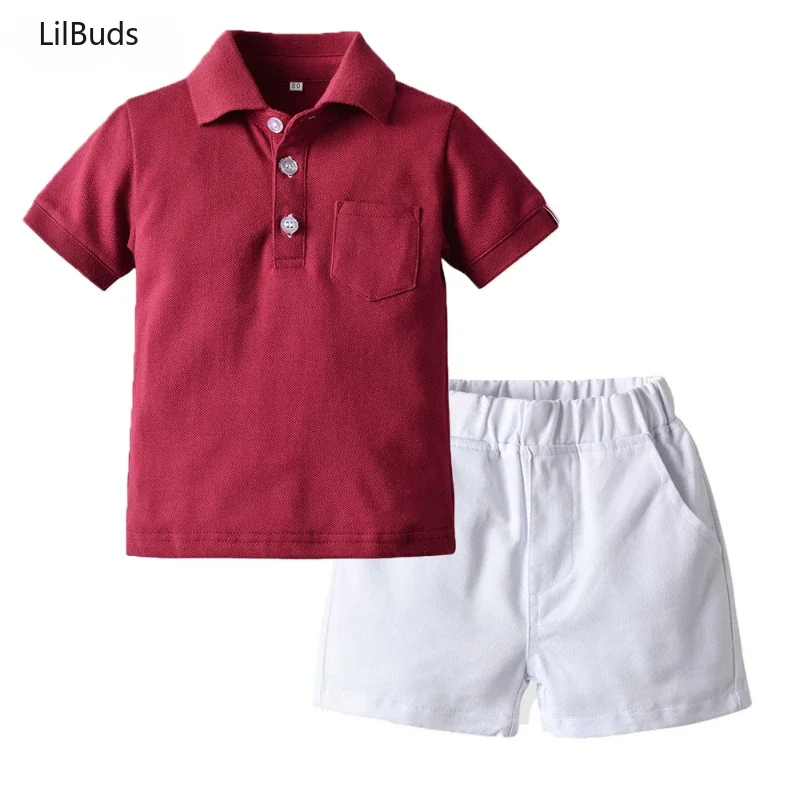 2024 Kids Boys Casual Clothing Sets Korean Gentleman Short Sleeve Shirt Tops+shorts 2PCS Roupas Infantil Menino Summer Costumes