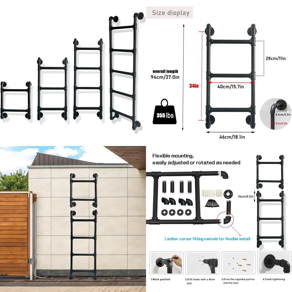 

Metal Egress Ladder for Basement Windows, Wall-Mounted Step Ladder, Ideal for Home, RV, Attic, and Bunk Beds