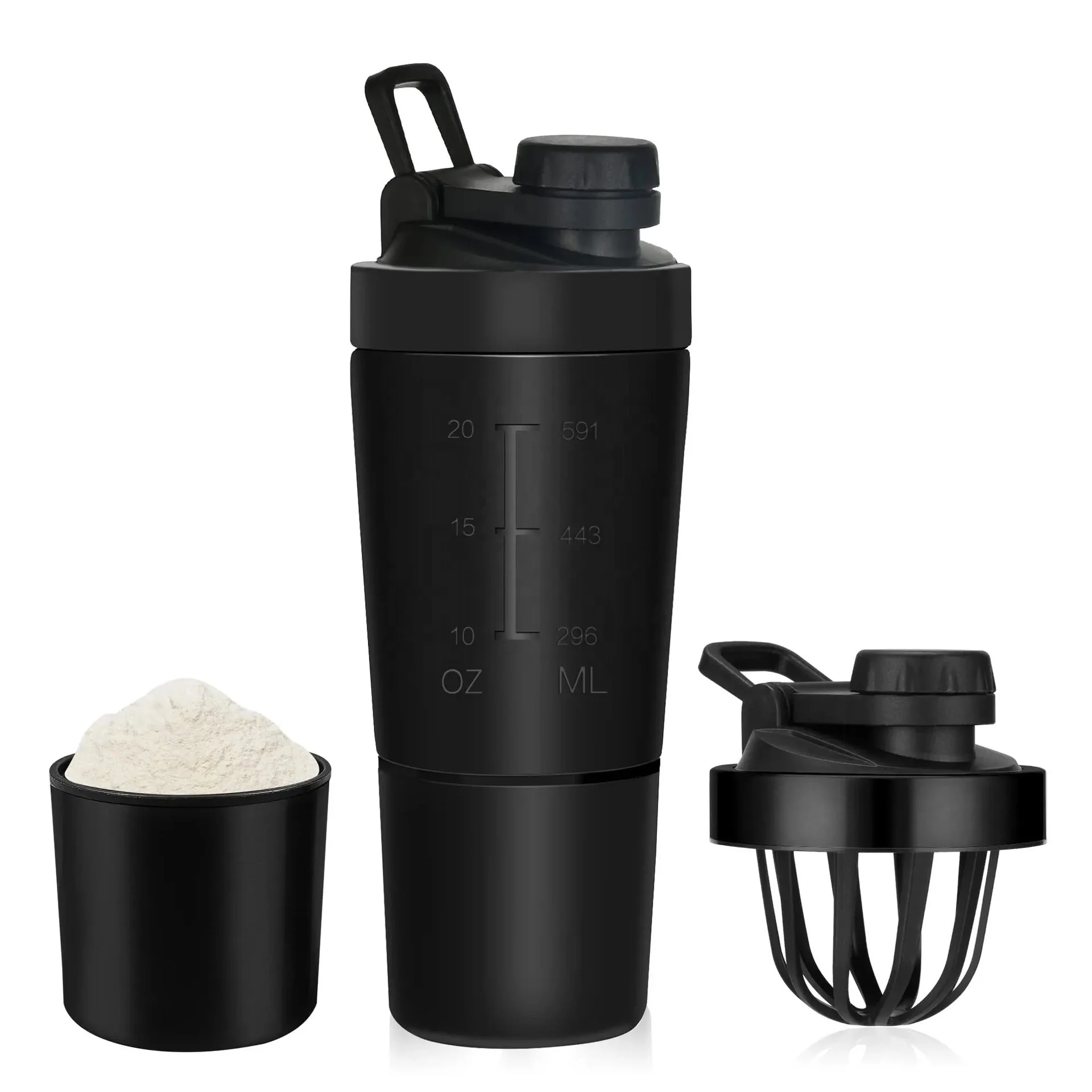 

2 in 1 Shaker bottle Single Wall Stainless Shakes Protein Bottles Shaker for Gym Outdoor Workout Bars