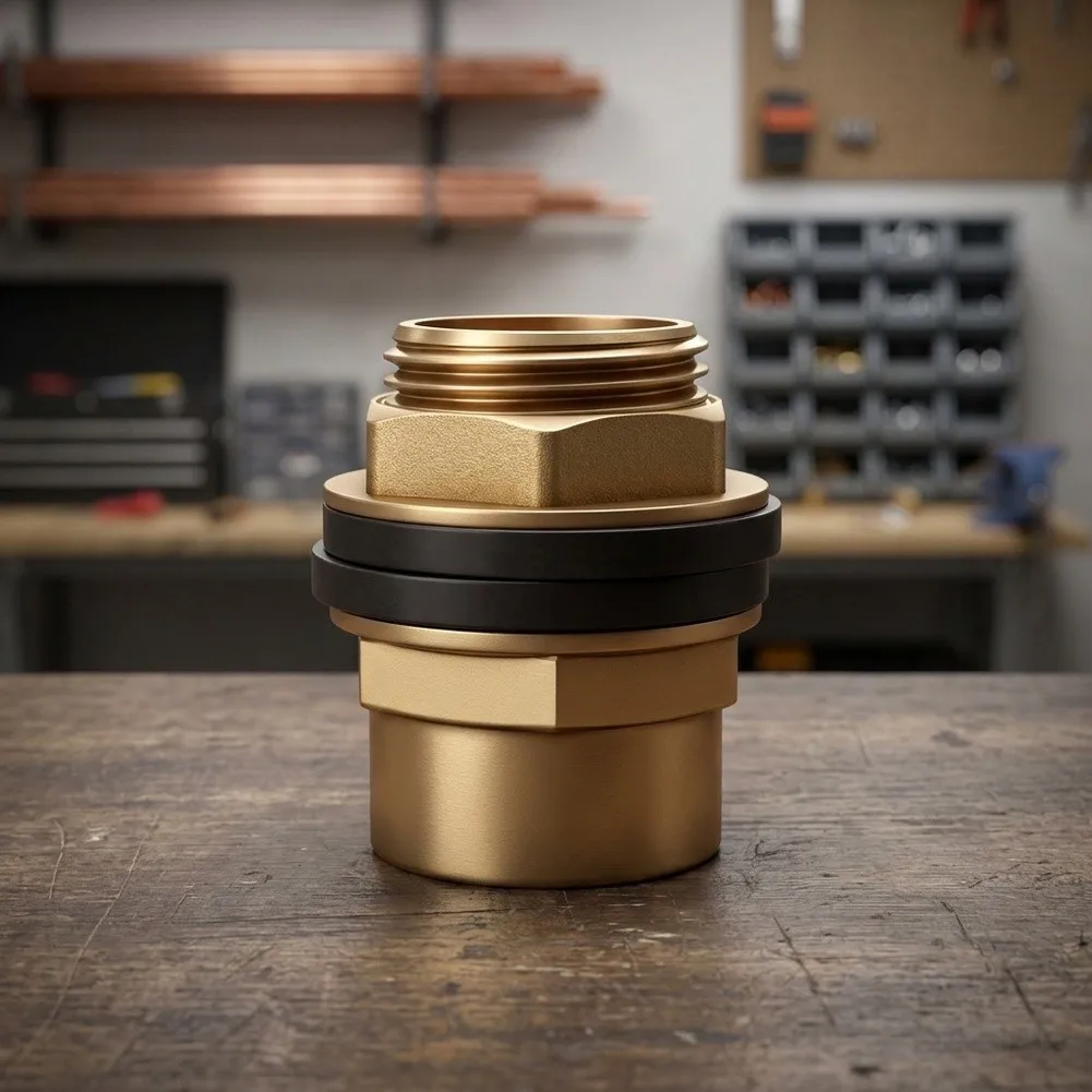 Brass 3/4 Inch Male to Female Straight Thread Fitting for Rainwater Collection Systems and Aquarium Plumbing Setups