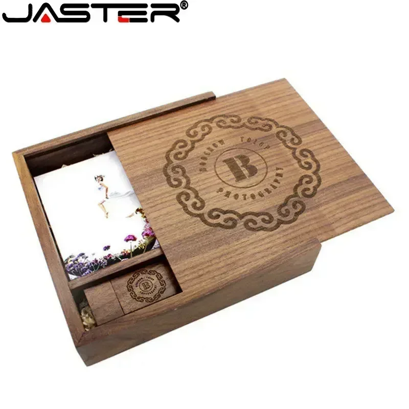 JASTER (1 PCS Free LOGO) Photo Unique Album Walnut Wood USB+Box ...