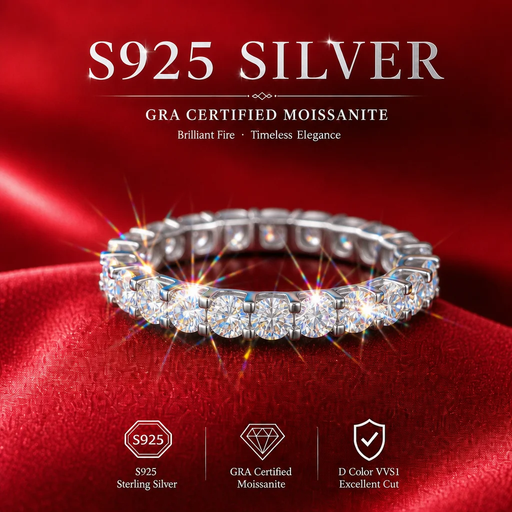 S925 Sterling Silber Moissanit-Ring D VVS1 3EX Schliff mit GRA-Zertifikat, Funkelnder Moissanit-Ring, für Jubiläum Hochzeit Party G – Detail 10