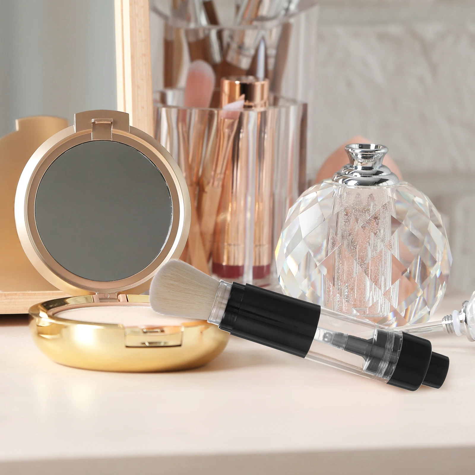

2 pcs Press-type Blush Brush For Loose Powder Powder Brush Portable Travel Refillable Loose Compact Cosmetics Tool