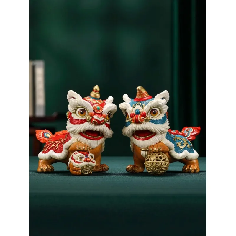 

All copper lion ornaments, lion dance home decor, foyer decorations, New Year's gifts