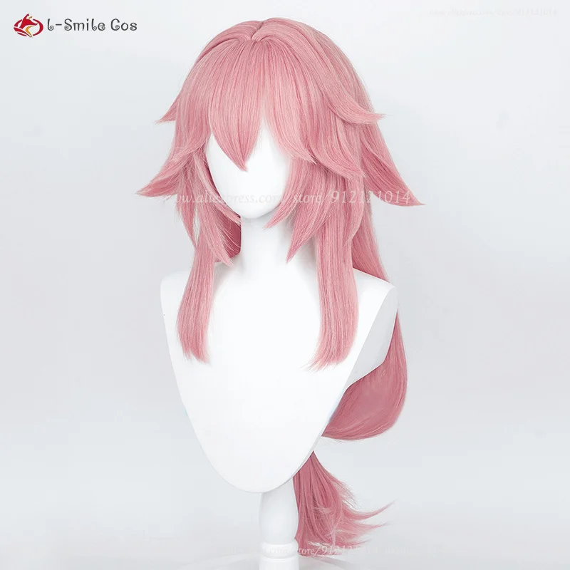 Yae Miko Peruca Cosplay para Halloween, Jogo, Perucas Gradiente Rosa, Inazuma, Resistente ao Calor, Cabelo Sintético, Anime, 85cm de comprimento