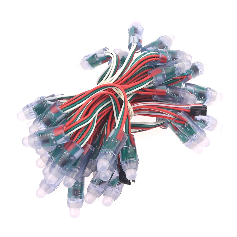 

50Pcs DC5V WS2811 Full Color LED Pixel Light Module 12MM 14CM Wires IP68 Waterproof RGB Digital Led Strings For Festival Decor