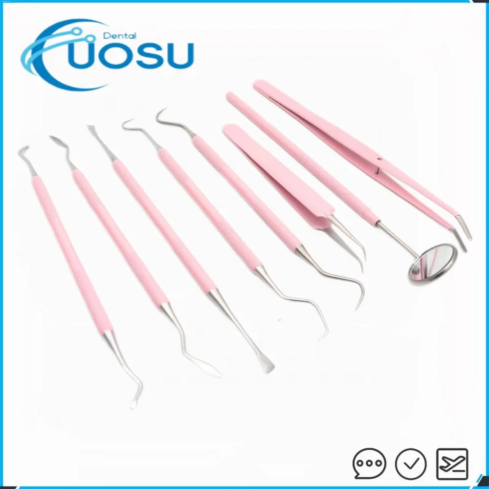 Espejo Dental de acero inoxidable para mujer, Kit de cuidado bucal, color rosa, 1 piezas