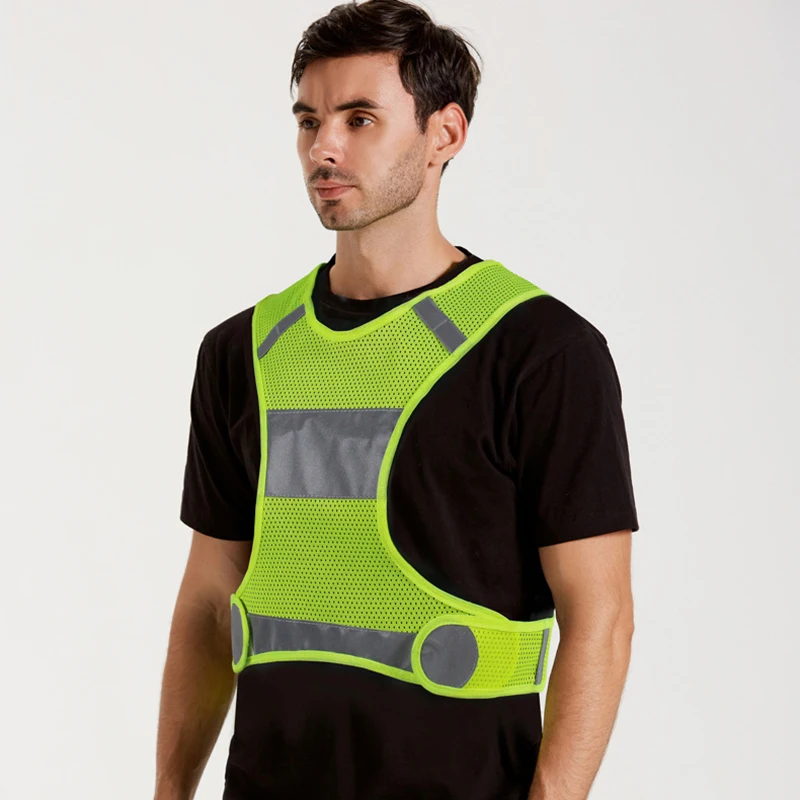 Chaleco reflectante de seguridad, cinta luminosa de autodefensa para bicicleta, tela fluorescente protectora para correr de noche