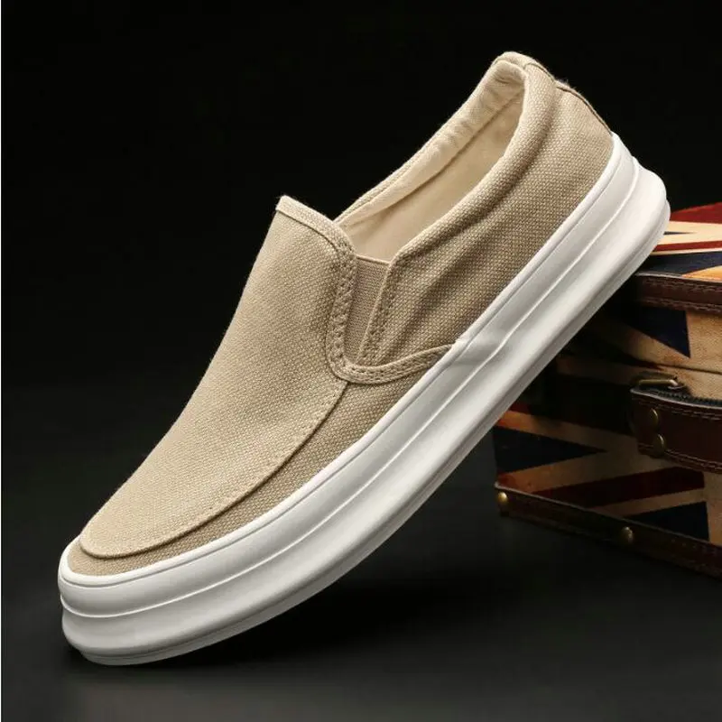 2023 New Men\'s Flat Loafers Driving Lazy Slip on Canvas Shoes Canvas Men Breathable Casual Driving Shoes