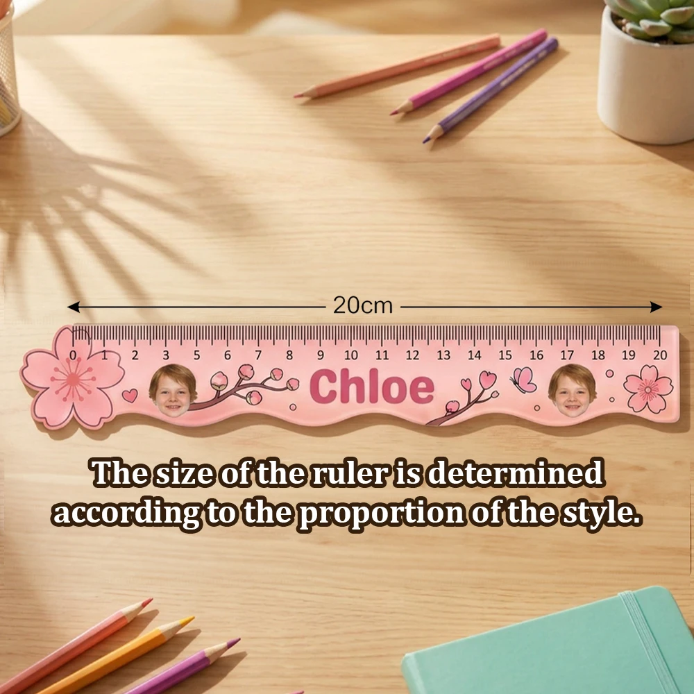 1pc Custom Photo Name Acrylic Wavy Ruler,School Supply,Novelty Children's Day Gift,School Stationery,Drawing,Craft Measuring