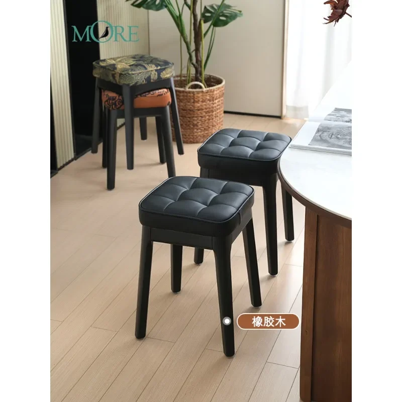 Medieval solid wood stool can be stacked dining table stool small apartment household living room low stool bedroom dressing sto