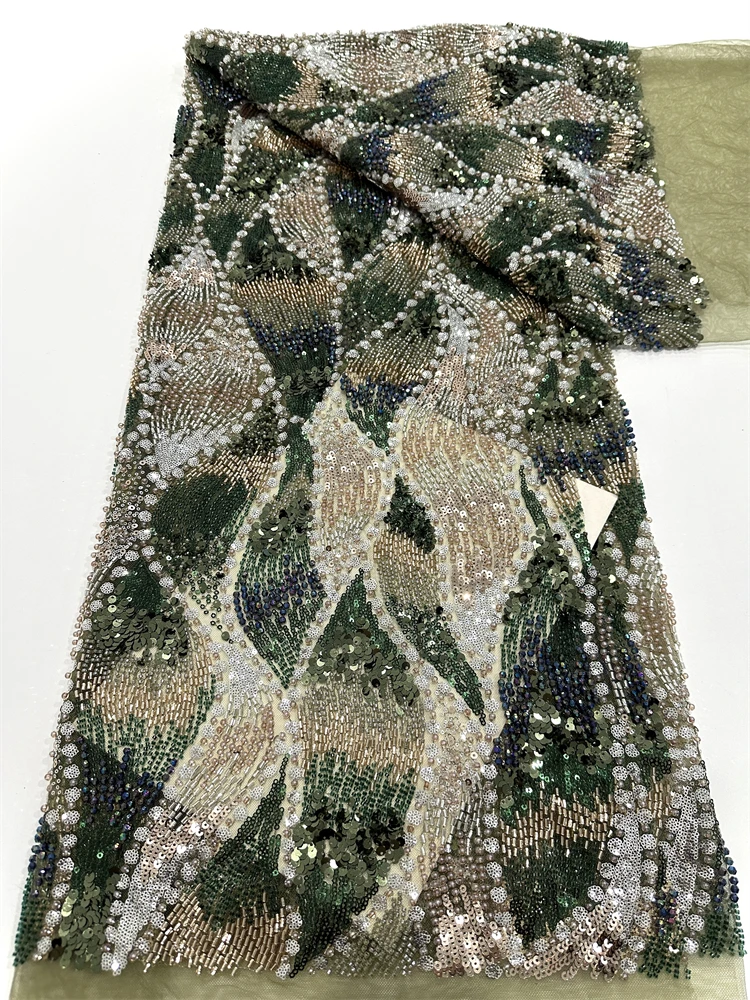 Nuovo elenco Tessuto di pizzo africano Nuove paillettes di alta qualità Lacci di tulle con perline pesanti francesi per abiti da sposa nigeriani da cucire