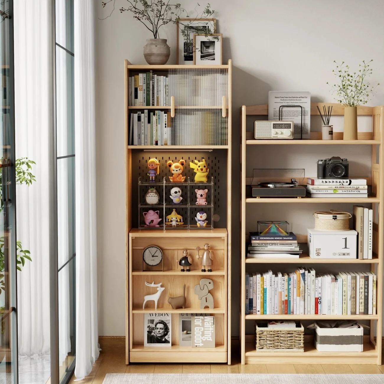 

#Solid Wood Foldable Desk & Bookcase Multifunctional Home Office Computer Table Storage-Space-Saving Eco-Friendly Study Table