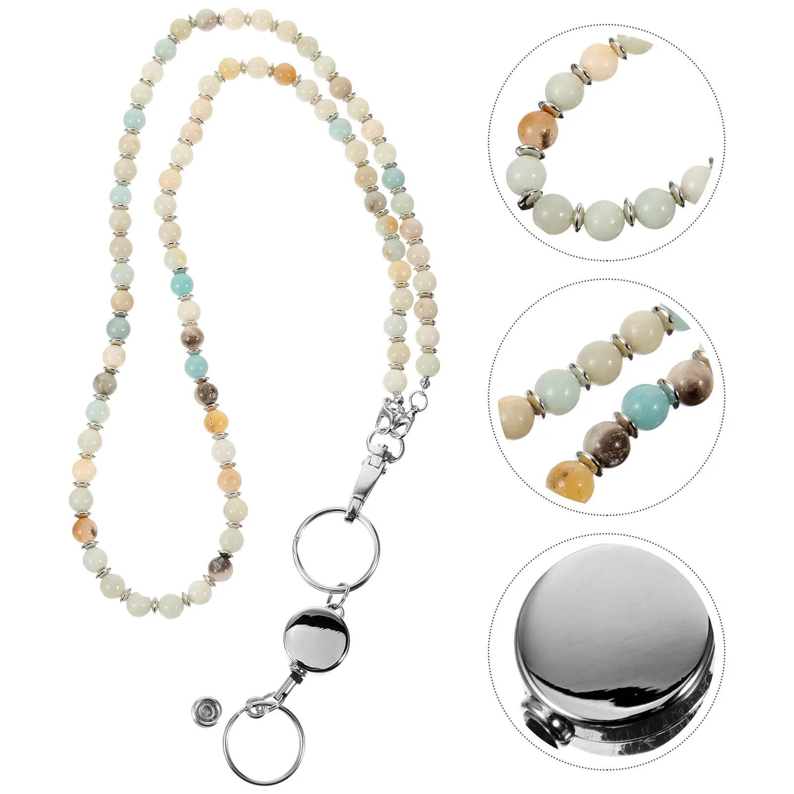 

Frosted Glass Beads Charms Lanyard Necklace For Id Cards Business Cruise Cards Nurse Doctor Office Worker Student
