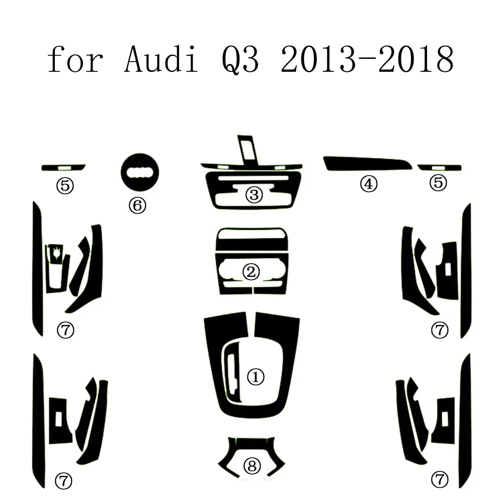 Carbon Fiber for Audi Q3 2013-2018 Car Film Interior Stickers Center Console Gear Dashboard Air Door Handle Lift Panel