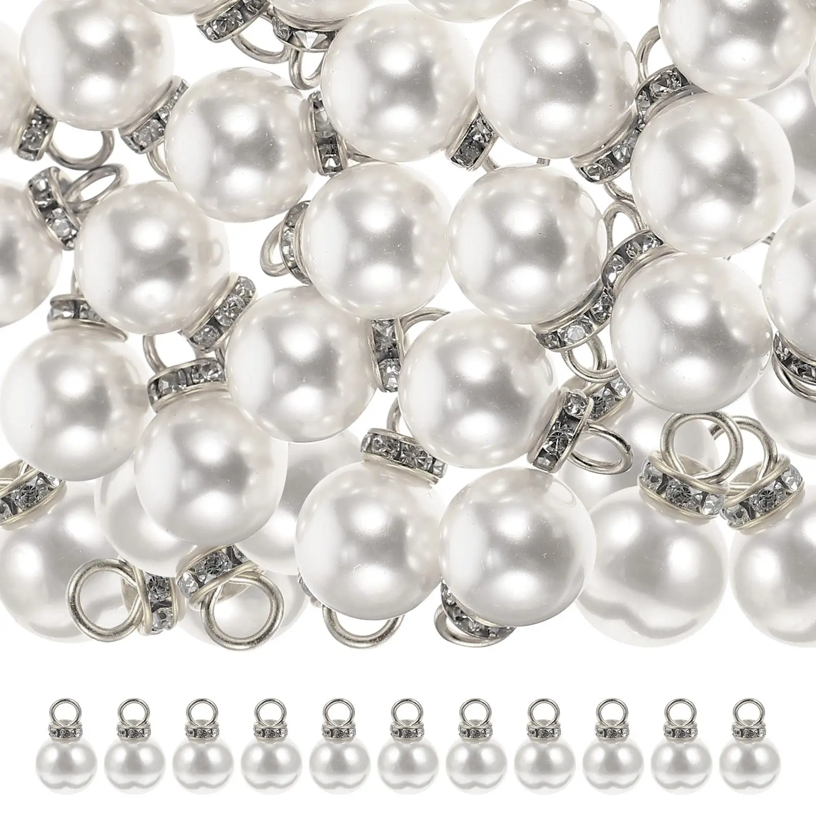 

100 Pcs Pearl Pendant ABS Charms for DIY Jewelry Making Crafts Bracelet Charms For Bracelets Kit Plastic Pearl Charm