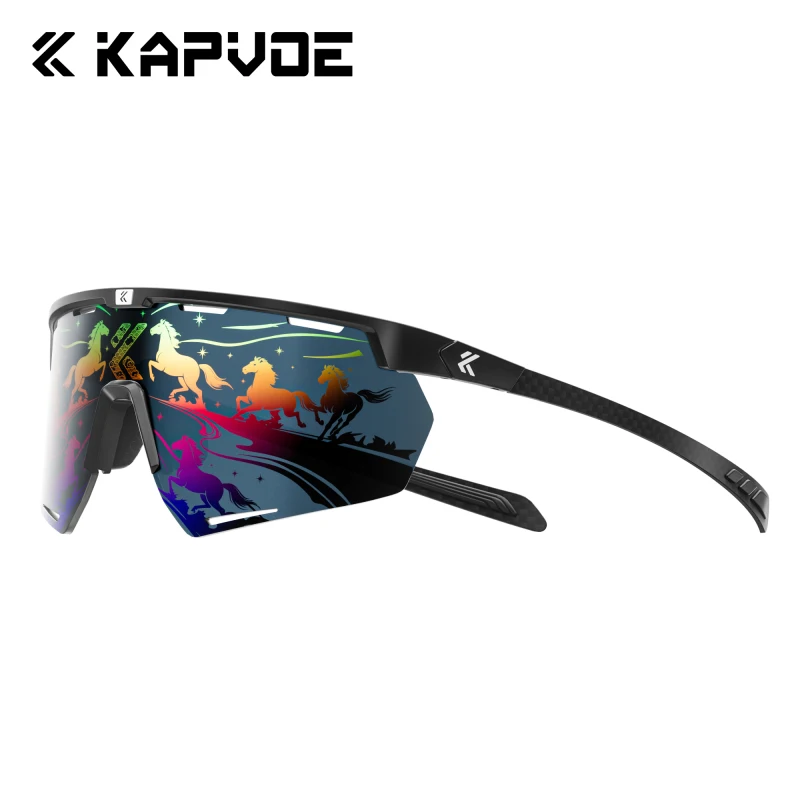Kapvoe Fahrradbrille aus echtem Carbon, Sonnenbrille für Herren, leicht, photochrom, UV400, MTB, Fahrrad, Sportbrille