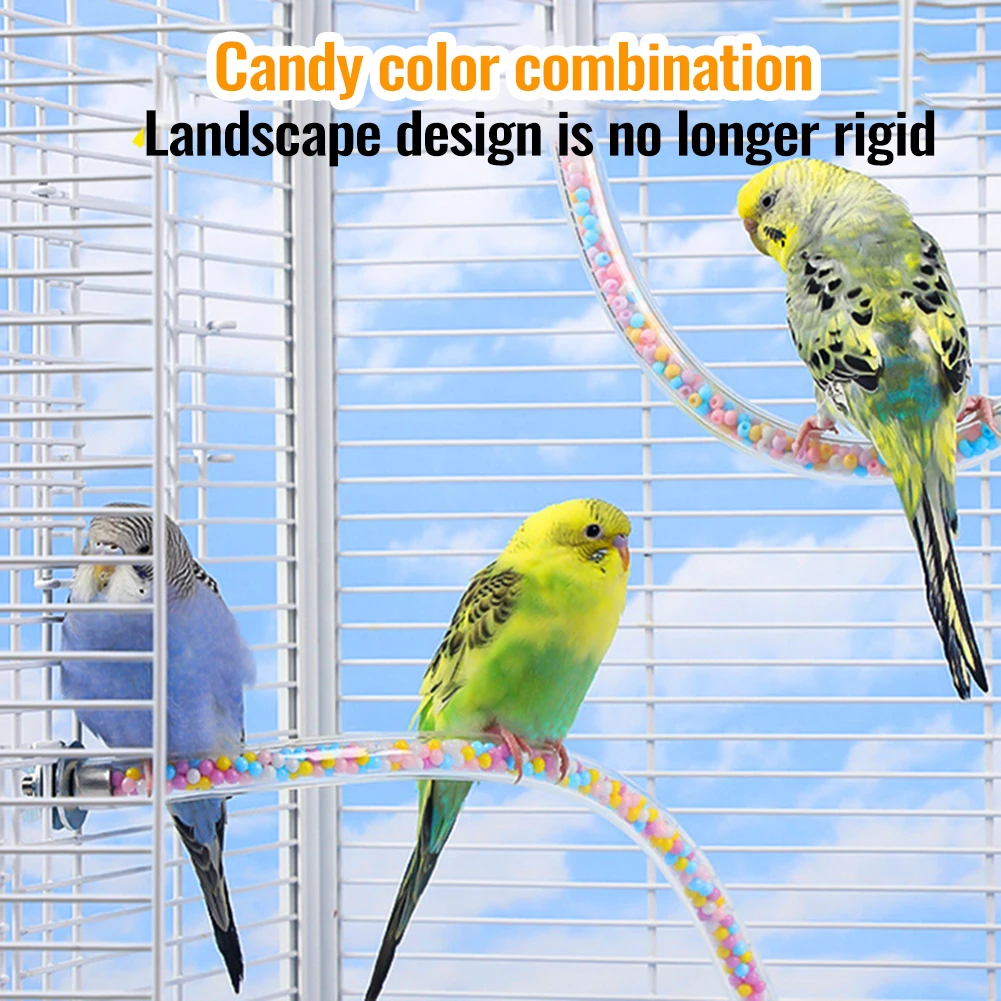 

Bird Cage Stand Rope Perch Swing With Hollow Hose Stainless Steel Screw Candy Color Paw Grinding Pole Accessories For Cockatiels