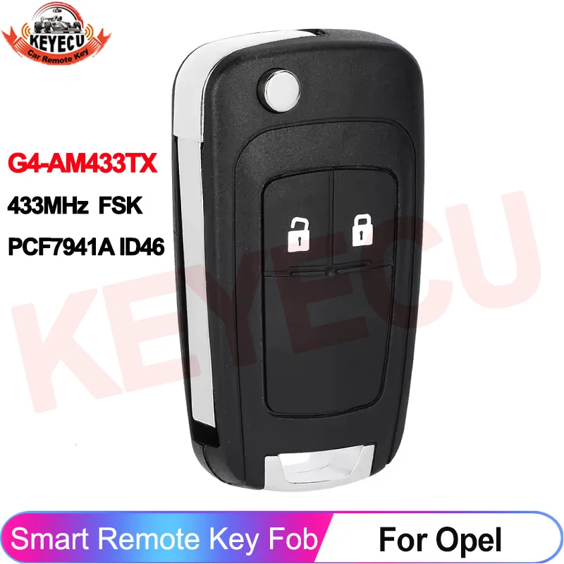 KEYECU G4-AM433TX 433MHz ID46 PCF7941 Chip For Opel Vauxhall Corsa D 2007-2012 Meriva B 2009-2014 Flip Car Remote Key Control