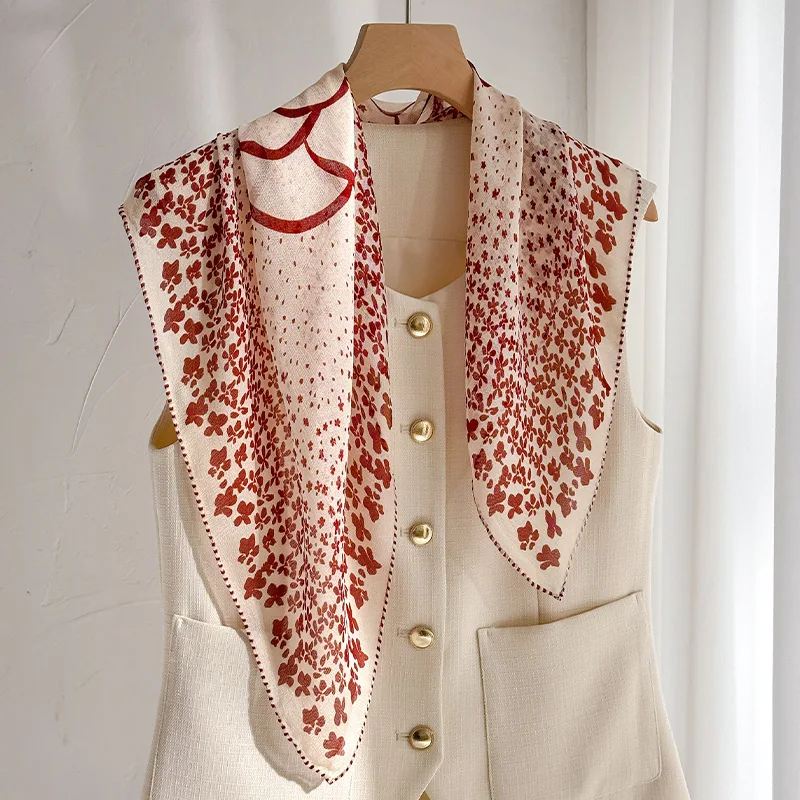 

Camellia Rendezvous Silk Scarf - Yali Chiffon for Women， Multi-Functional Spring/Summer Neck Accessory