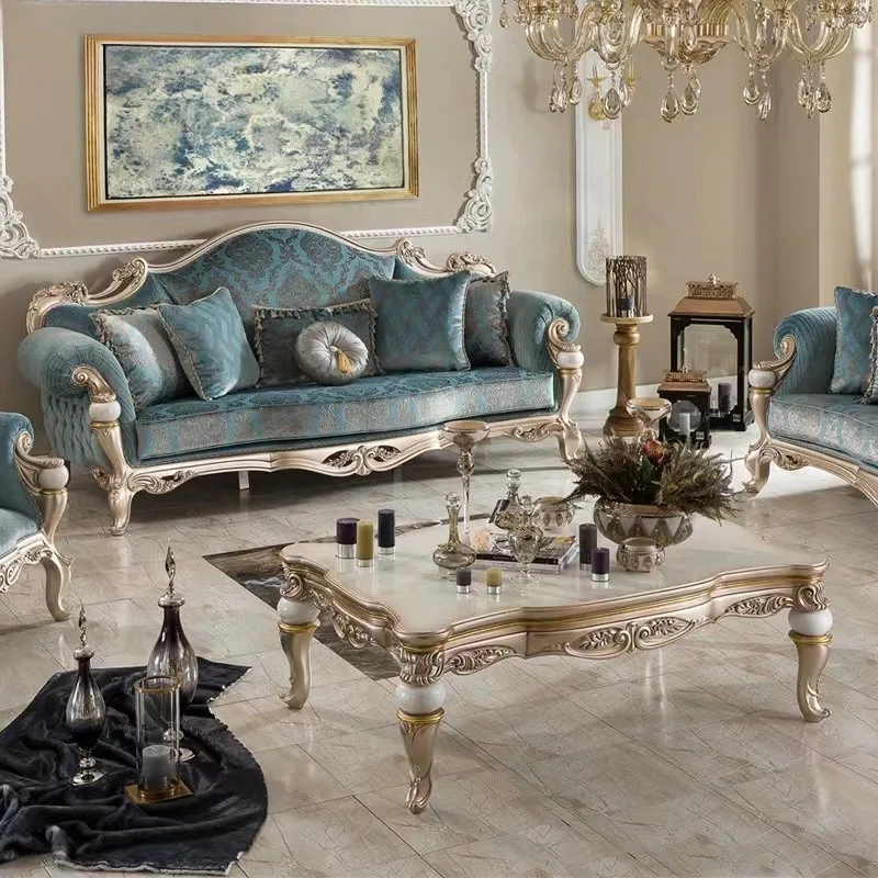 

Royal sofa flower skin Victorian retro classic sofa furniture solid wood carving luxury
