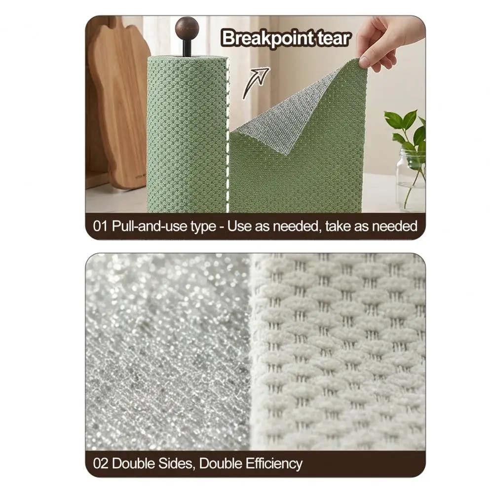 Eco Reusable Wipes Microfiber Cloth Roll Tearable Double-sided Towels Reusable Grease Removing Rags for Kitchen Countertop