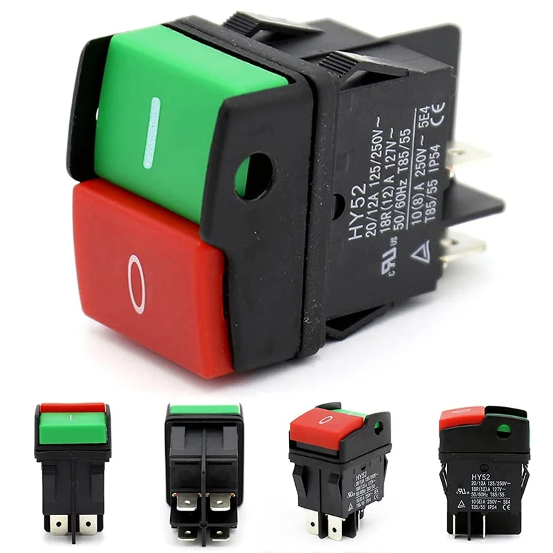 AA63 HOT Industrial Electric Push Button Switches,HY52 Push Button For Mechanical Device Switch 4 Pins With Light 125/250 V Easy