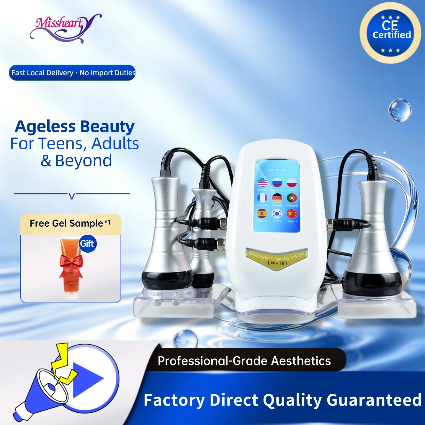 Missheart 3-in-1 Professional 40K Cavitation Machine （US Fast Shipping)