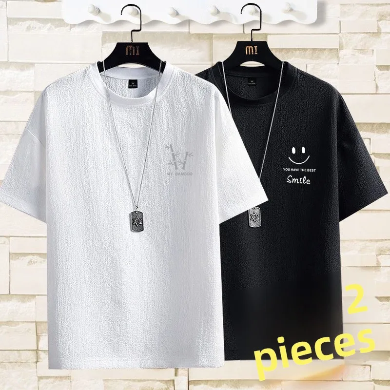 

Высококачественная мужская льняная футболка из ледяного шелка ort Sve круглая Ne f Sve Summer Qui Dry дышащая молодежная футболка с геометрическим узором...