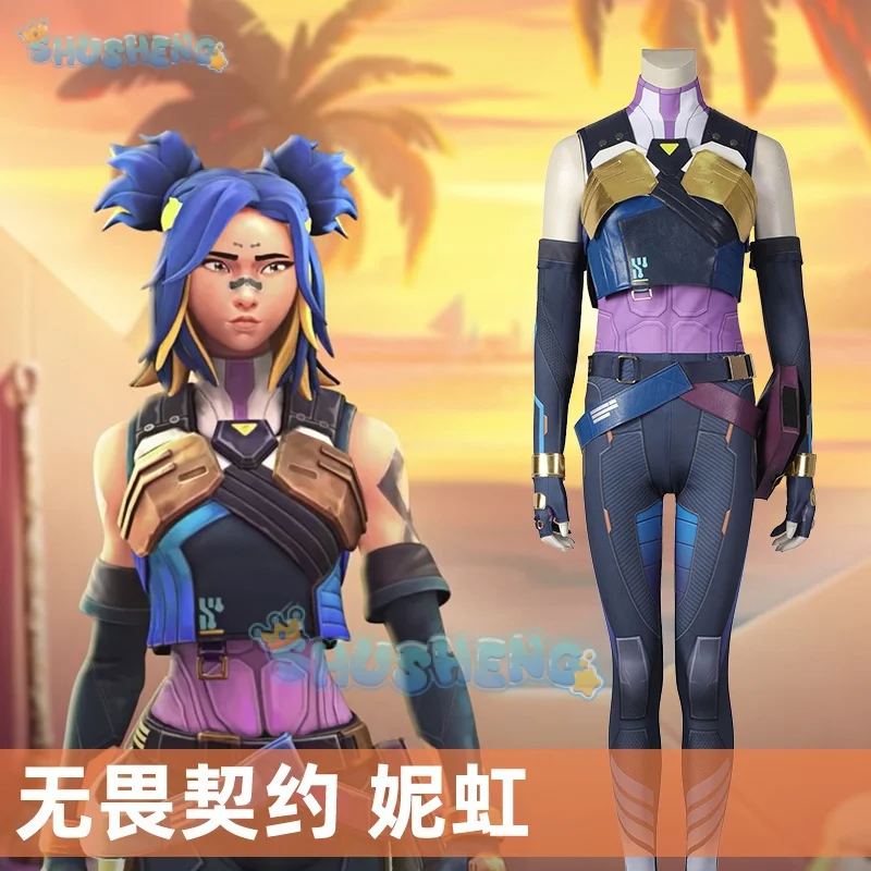 Neon Cosplay Costume Game Valorant Neon Cosplay Costume Blue Women Combat Uniform Halloween Party Outfit Full Set