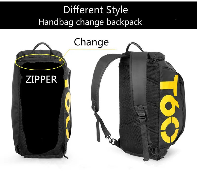 Sacos de esportes impermeáveis para homens e mulheres, mochila de fitness portátil, grande capacidade, separação seca e úmida, ioga, ginásio