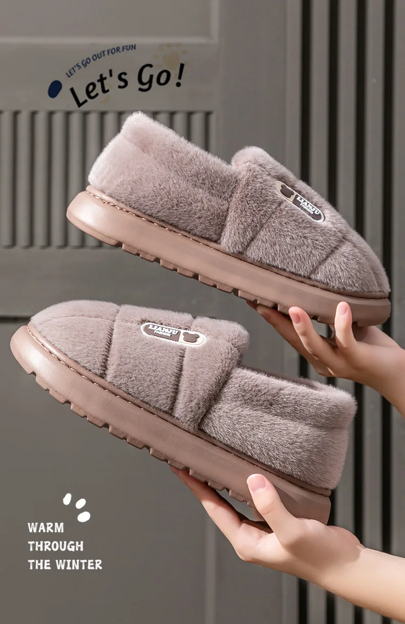 Übergroße 50 51 Winter-Hausschuhe für Damen und Herren mit Dicker Sohle, Warme Paar-Pantoffeln, Rutschfeste Flache Plattform, Damen-Baumwoll-Hausschuhe – Detail 11